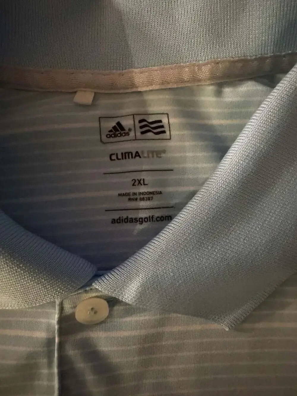 Adidas Golf Climalite Polo Shirt Size 2XL Light Blue Striped